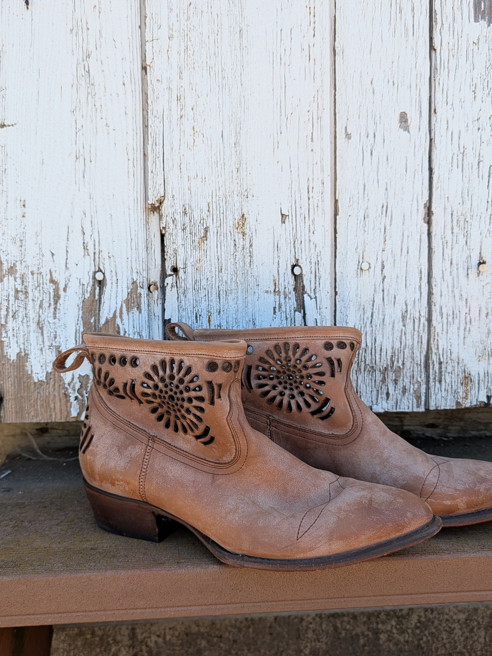 Matisse Brown Laser-Cut Suede Ankle Booties